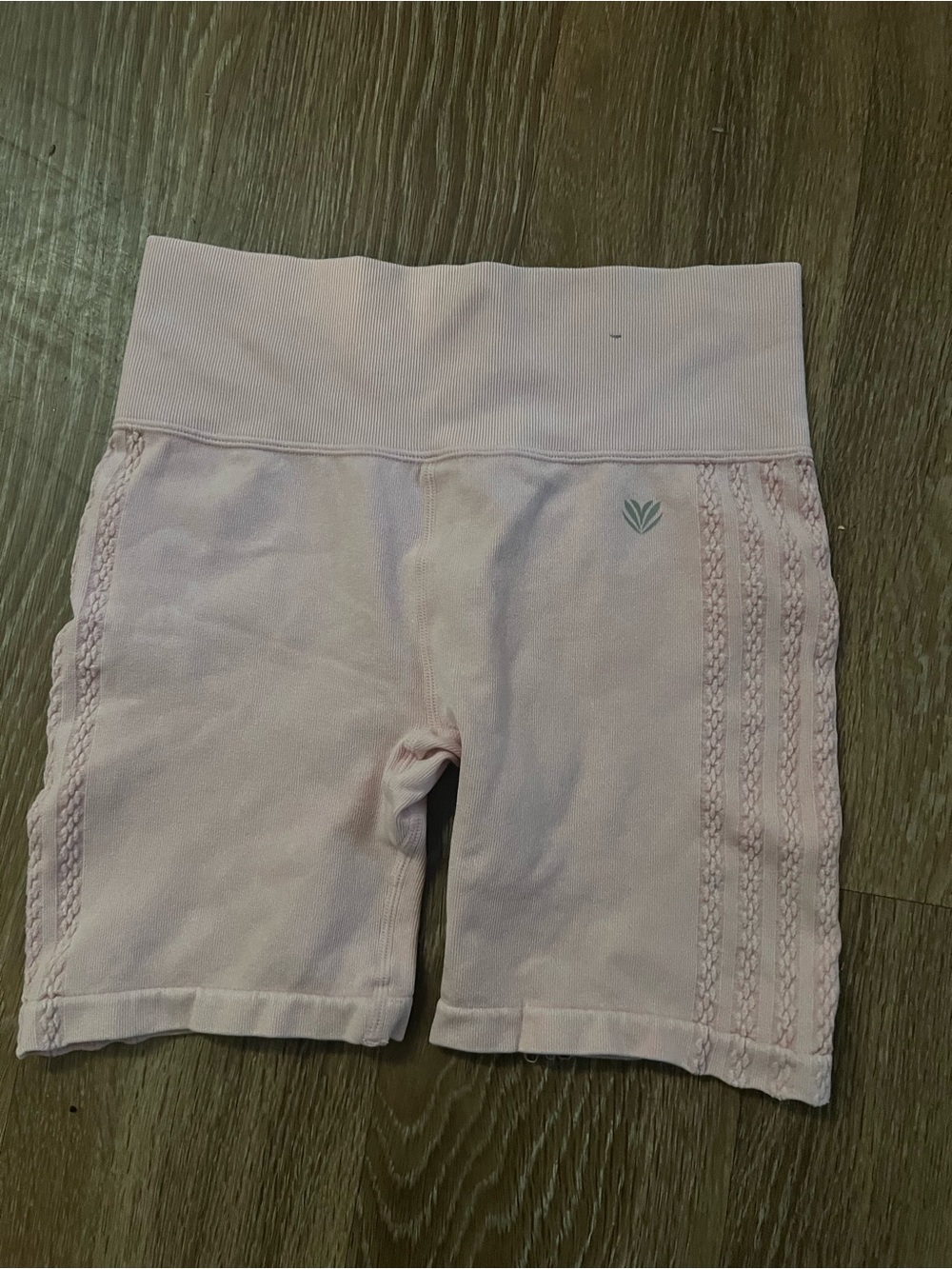 Forever 21 Light Pink High-Waist Bike Shorts with Side Knit Panels